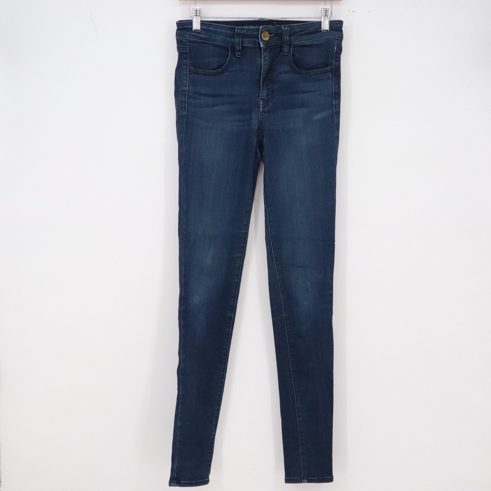 American Eagle Jeggings Womens 4 Long Hi-Rise Jegging Blue Super Stretch Exc